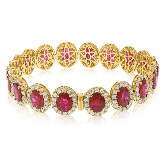 Yellow Gold Oval Ruby Bracelet — view 2