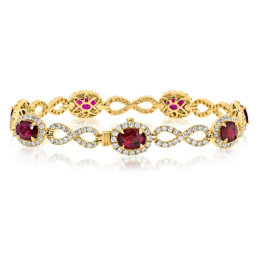Yellow Gold Oval Ruby Bracelet — view 2