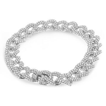 Diamond Chain Link Bracelet in White Gold — view 2