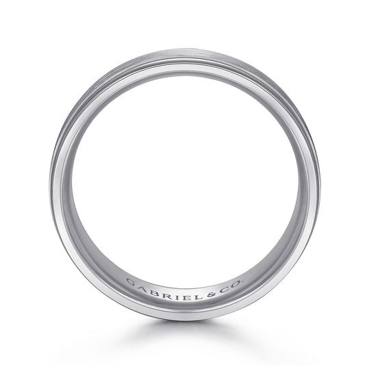 14K White Gold 7mm - Mens Wedding Band in Satin Finish — Gabriel & Co. MBM0100-70W4JJJ