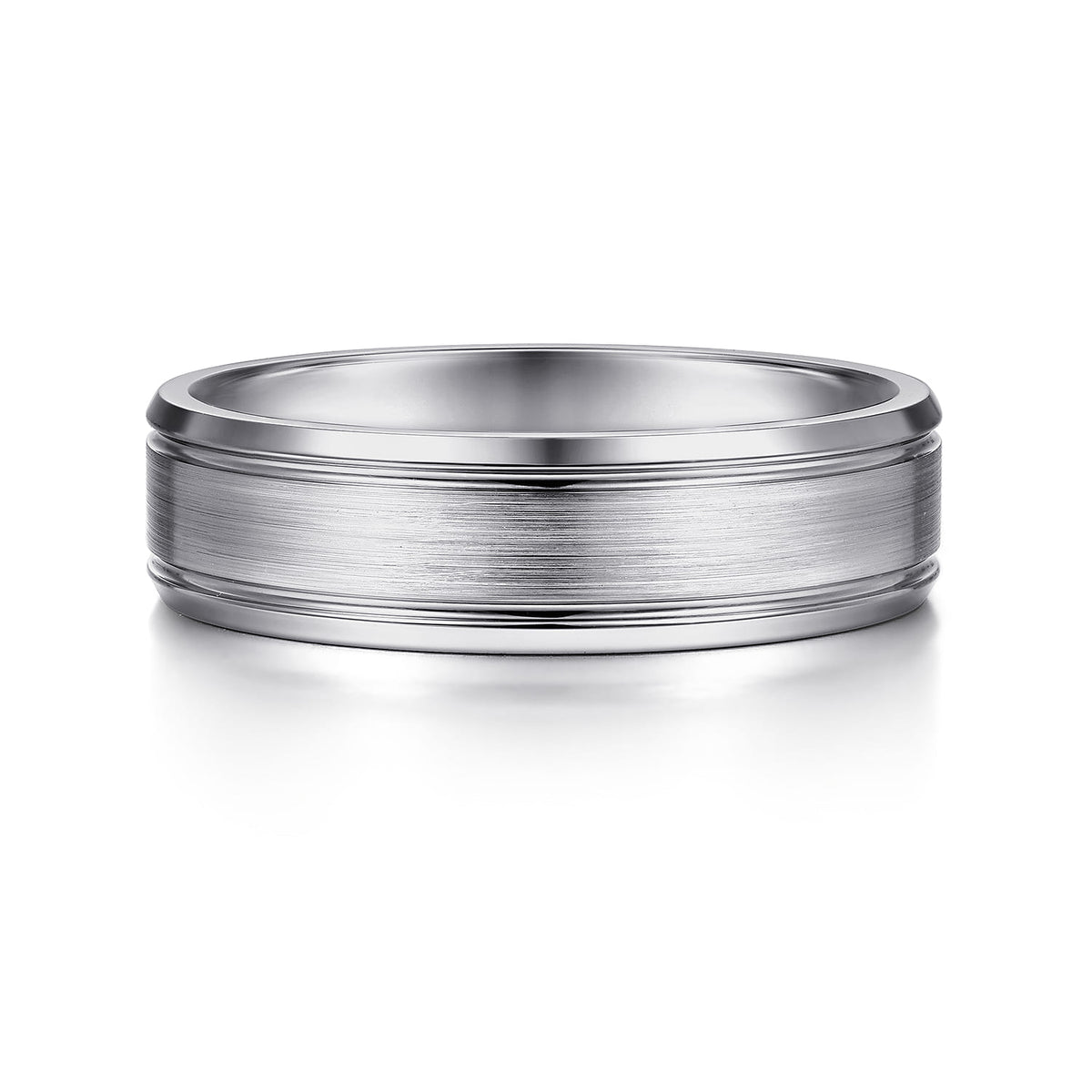 14K White Gold 6mm - Men's Wedding Band in Satin Finish — Gabriel & Co. MBM0127-60W4JJJ