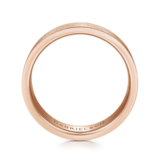 14K Rose Gold 6mm - Mens Wedding Band in Brushed Finish — Gabriel & Co. MBM0137-60K4JJJ