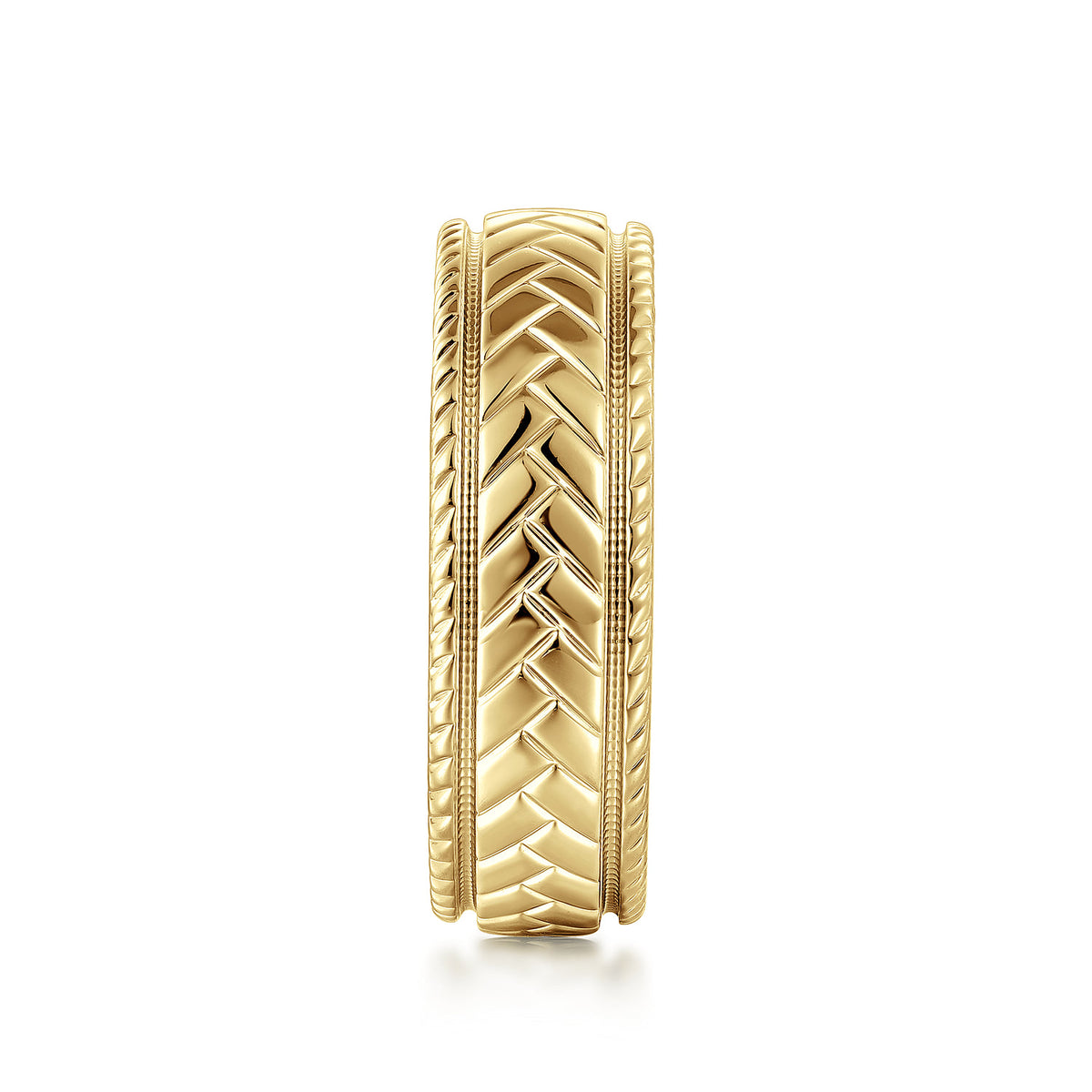 14K Yellow Gold 7mm - Mens Wedding Band High Polish Finish in High Polished Finish — Gabriel & Co. MBM0208-70Y4JJJ