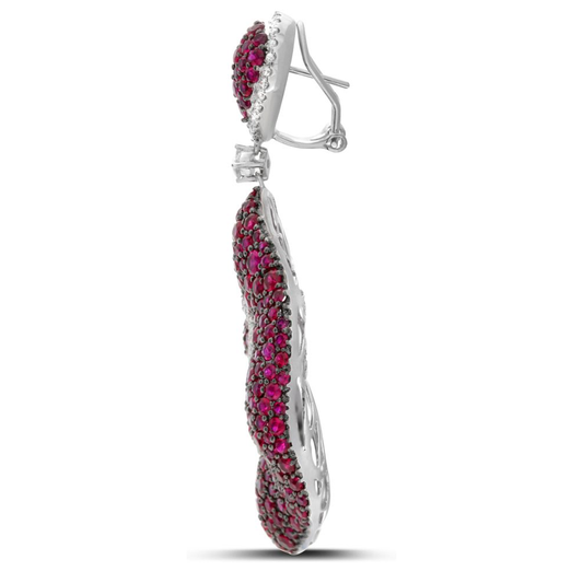 Red Ruby Cluster Drop Earrings — view 2