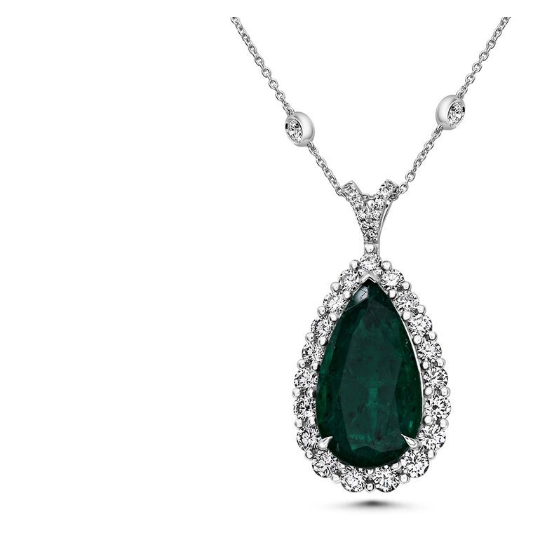 Pear Shape Emerald Necklace — view 1