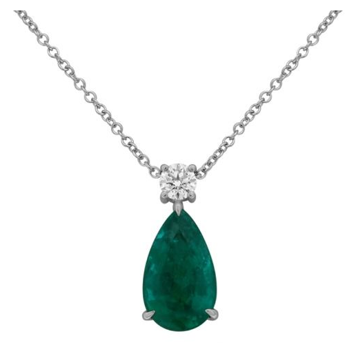 Pear Shape Emerald Drop Necklace — view 2
