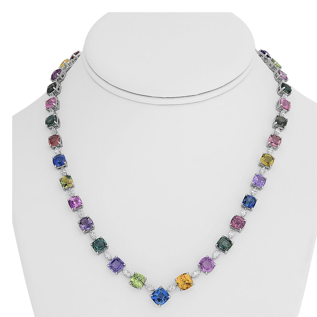 44.49 ct Multi Colored Sapphire Necklace — view 6