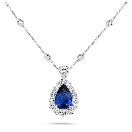 Pear Shape Sapphire Necklace — view 2