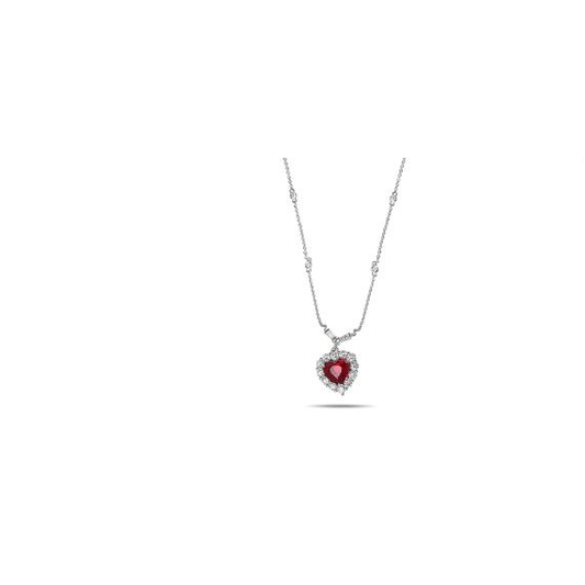 1.81 ct Ruby and Diamond Heart Necklace — view 2