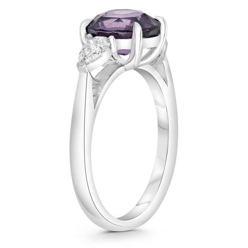 Platinum Pink Sapphire Ring with White Diamonds — view 3