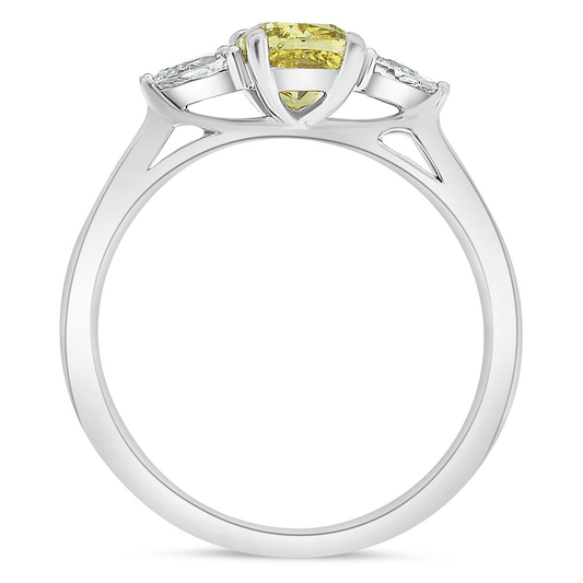Cushion Fancy Yellow Diamond Ring — view 2