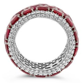 White Gold Band with 17+ Carats of Rubies — view 2