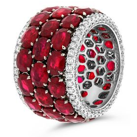 White Gold Band with 17+ Carats of Rubies — view 3
