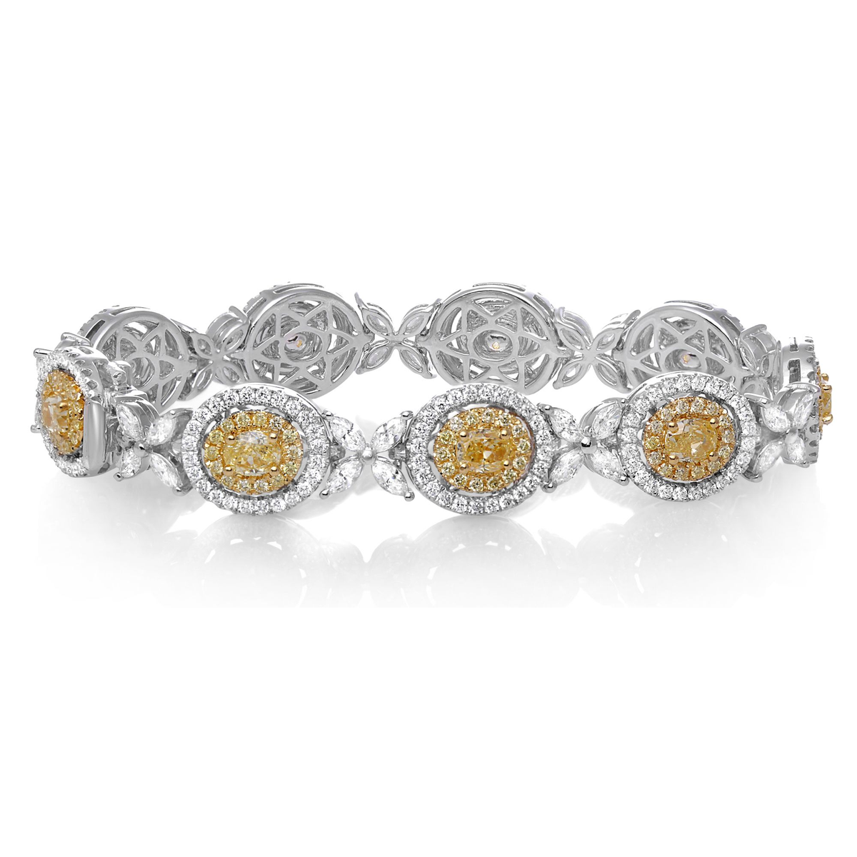 Oval Fancy Yellow Diamond Bracelet — view 1