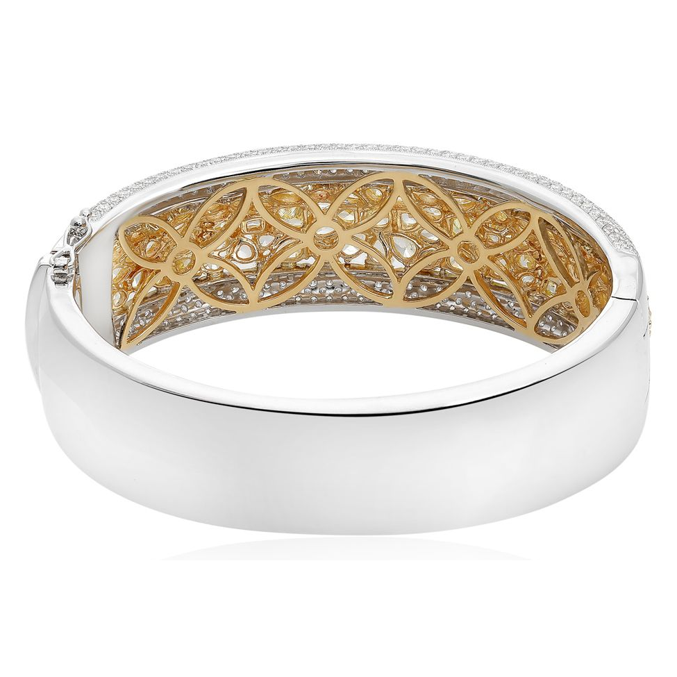 Two Tone Diamond Cluster Bangle — view 2