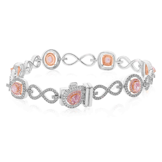 Mixed Shape Pink Diamond Bracelet — view 2