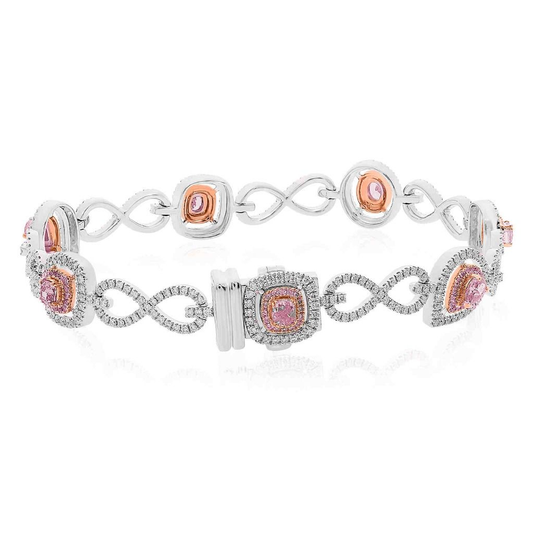 Mixed Shape Pink Diamond Bracelet — view 2