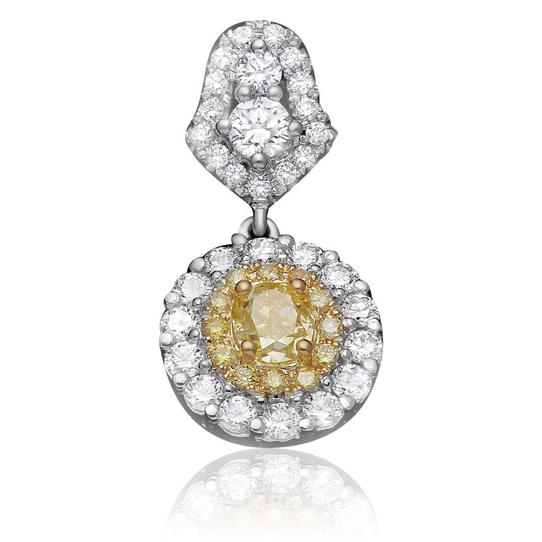 Oval Fancy Yellow Diamond Earring — view 2