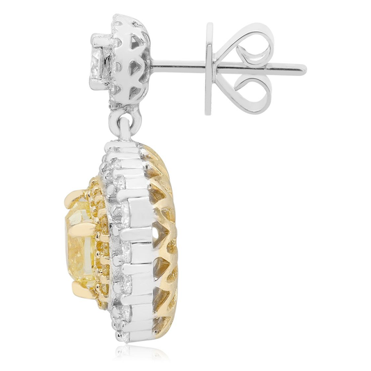 Fancy Yellow Diamond Drop Earrings — view 2