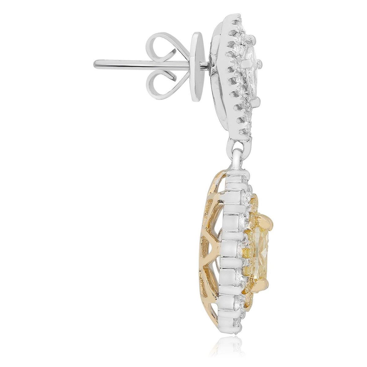 Oval Fancy Yellow Diamond Earring — view 2