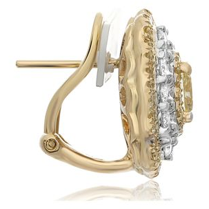 Cushion Fancy Yellow Diamond Earring — view 2
