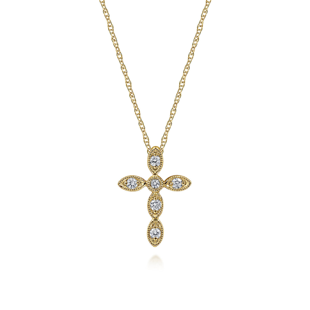 Cross Necklace 14K Yellow Gold Diamond 0.09ct — Gabriel & Co. NK2210Y45JJ