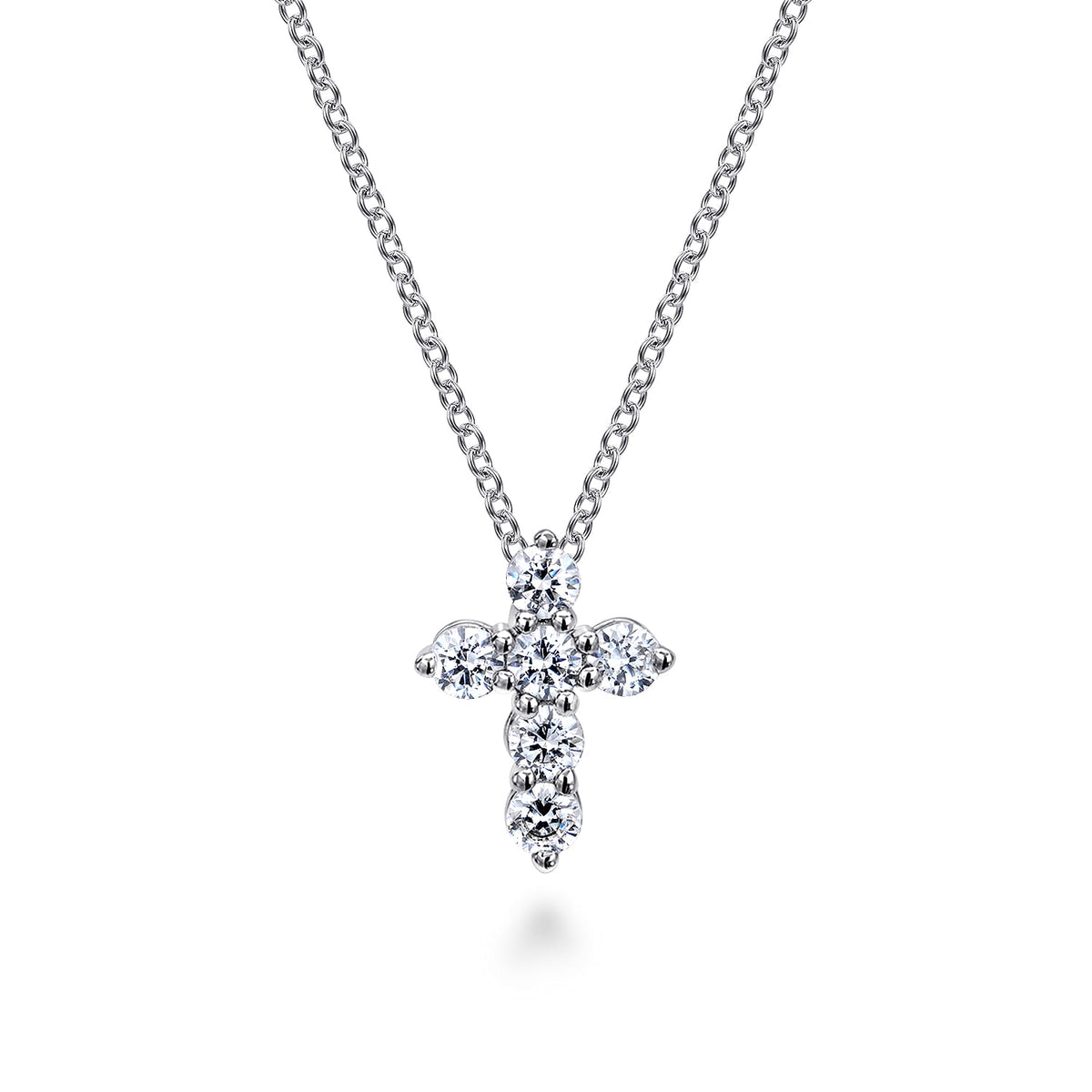 18 inch 14K White Gold Diamond Cross Pendant Necklace — Gabriel & Co. NK2665W45JJ