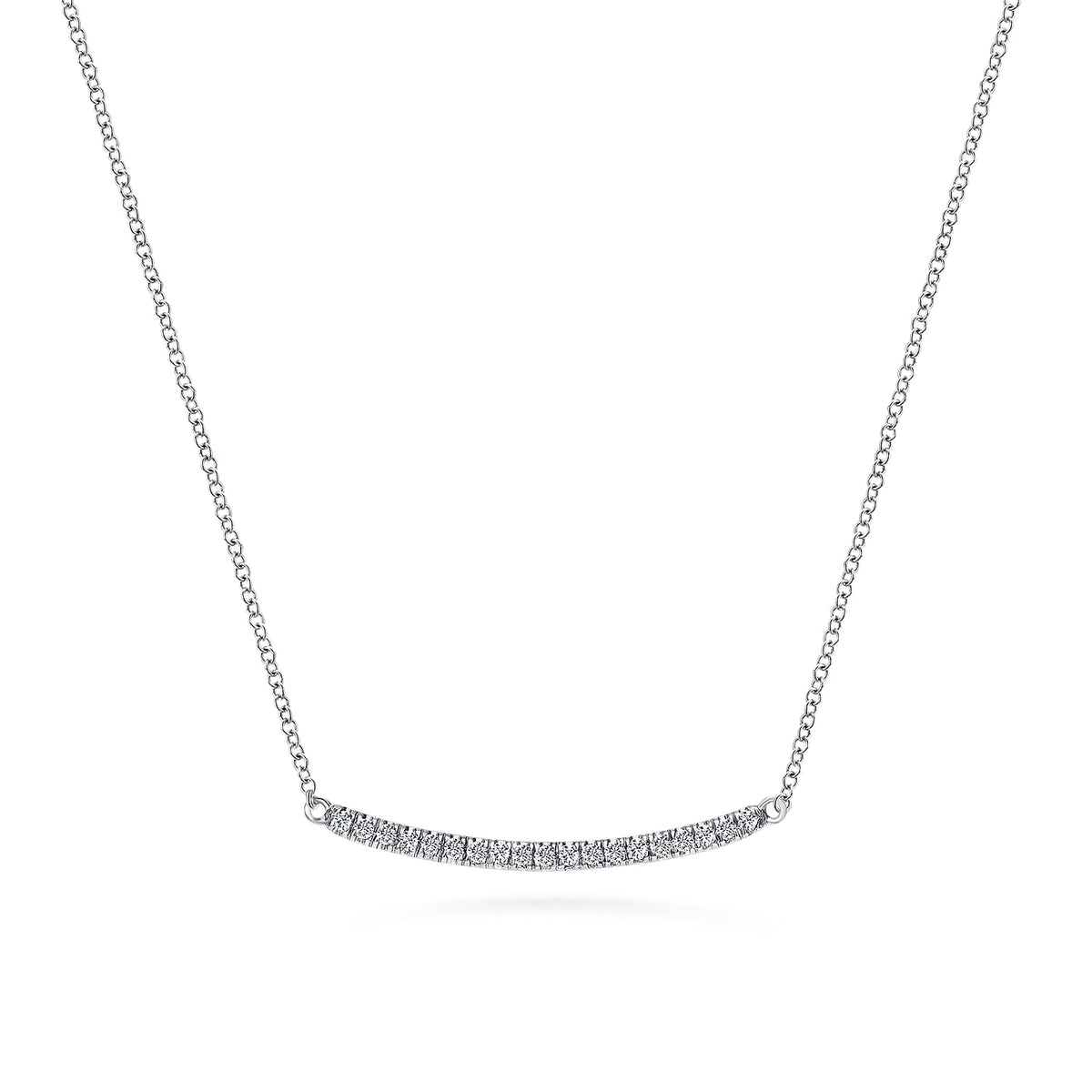 14K White Gold Diamond Pavé Curved Bar Necklace — Gabriel & Co. NK4273W45JJ