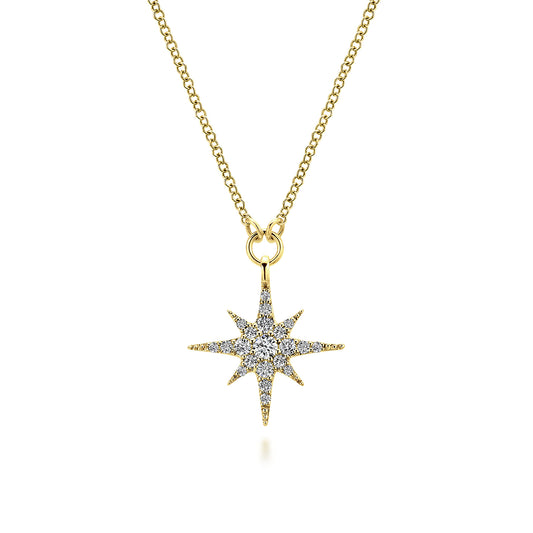 Pendant Necklace Starburst 14K Yellow Gold Diamond 0.25ct — Gabriel & Co. NK4847Y45JJ