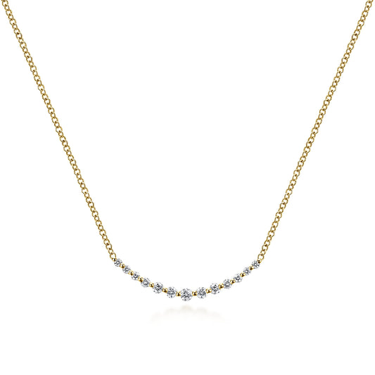 Bar Necklace Curved 14K Yellow Gold Diamond 0.25ct — Gabriel & Co. NK4942Y45JJ