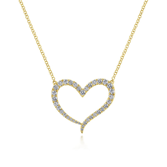14K Yellow Gold Open Heart Diamond Pendant Necklace — Gabriel & Co. NK5265Y45JJ