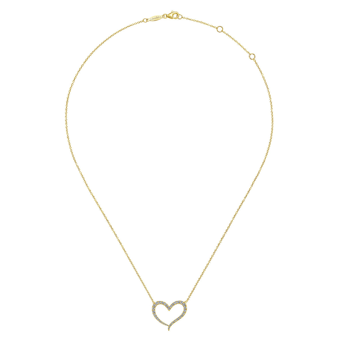14K Yellow Gold Open Heart Diamond Pendant Necklace — Gabriel & Co. NK5265Y45JJ