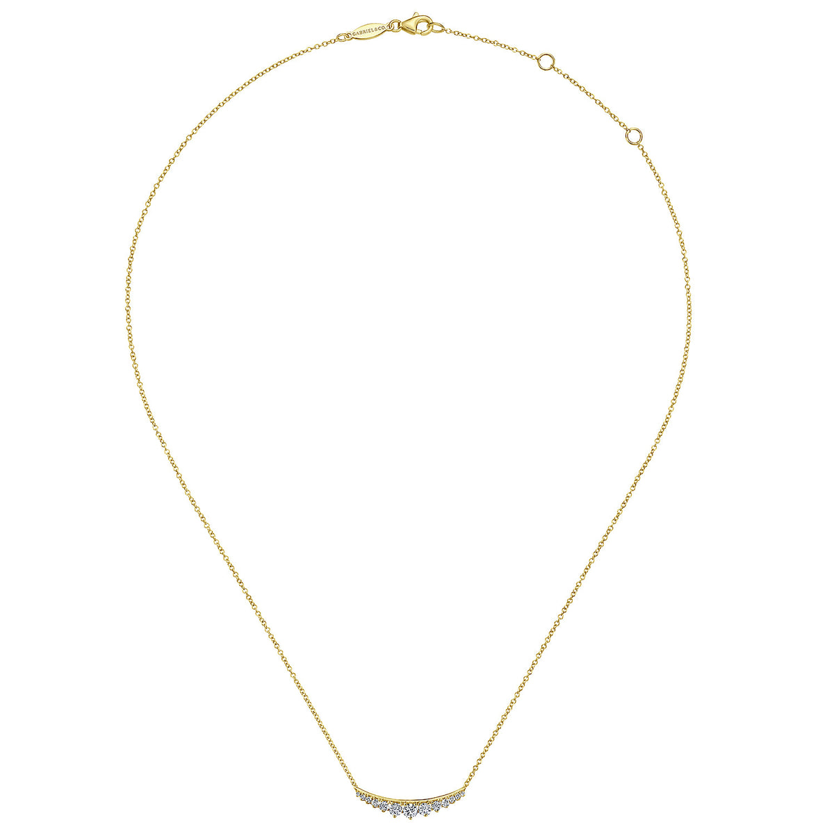 14K Yellow Gold Curved Diamond Bar Necklace — Gabriel & Co. NK5322Y45JJ