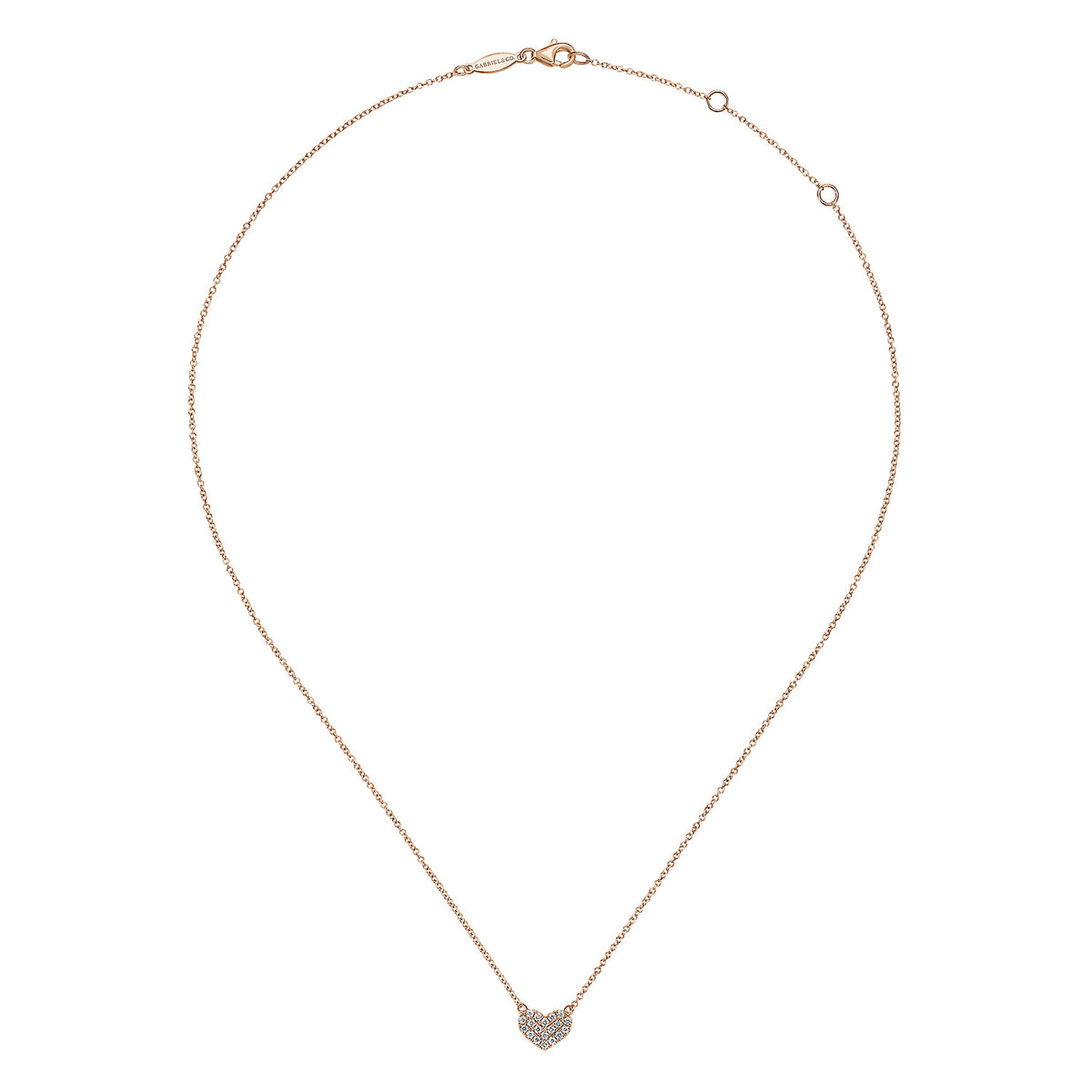14K Rose Gold Pave Diamond Pendant Heart Necklace — Gabriel & Co. NK5450K45JJ