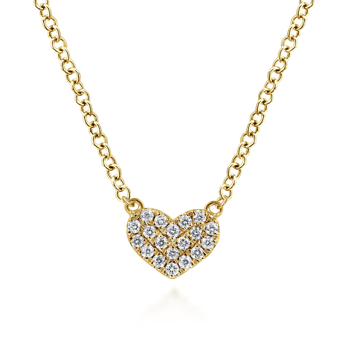 14K Yellow Gold Pavé Diamond Pendant Heart Necklace — Gabriel & Co. NK5450Y45JJ