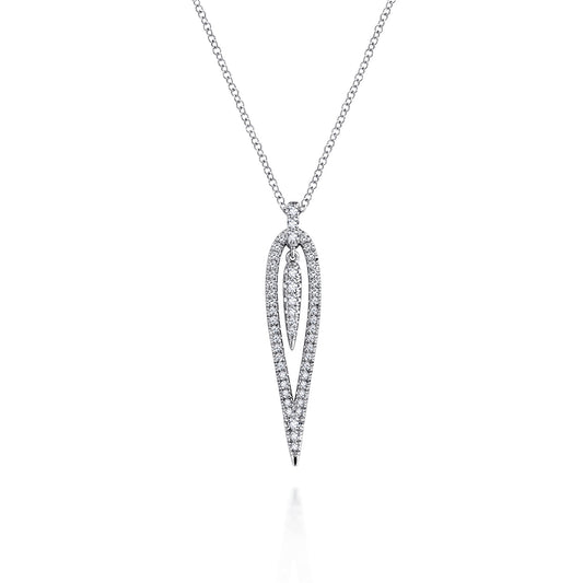 14K White Gold Open Teardrop Diamond Pendant Necklace — Gabriel & Co. NK5814W45JJ