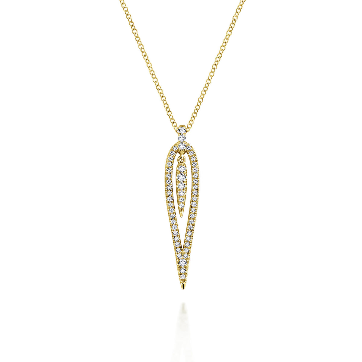 14K Yellow Gold Open Teardrop Diamond Pendant Necklace — Gabriel & Co. NK5814Y45JJ