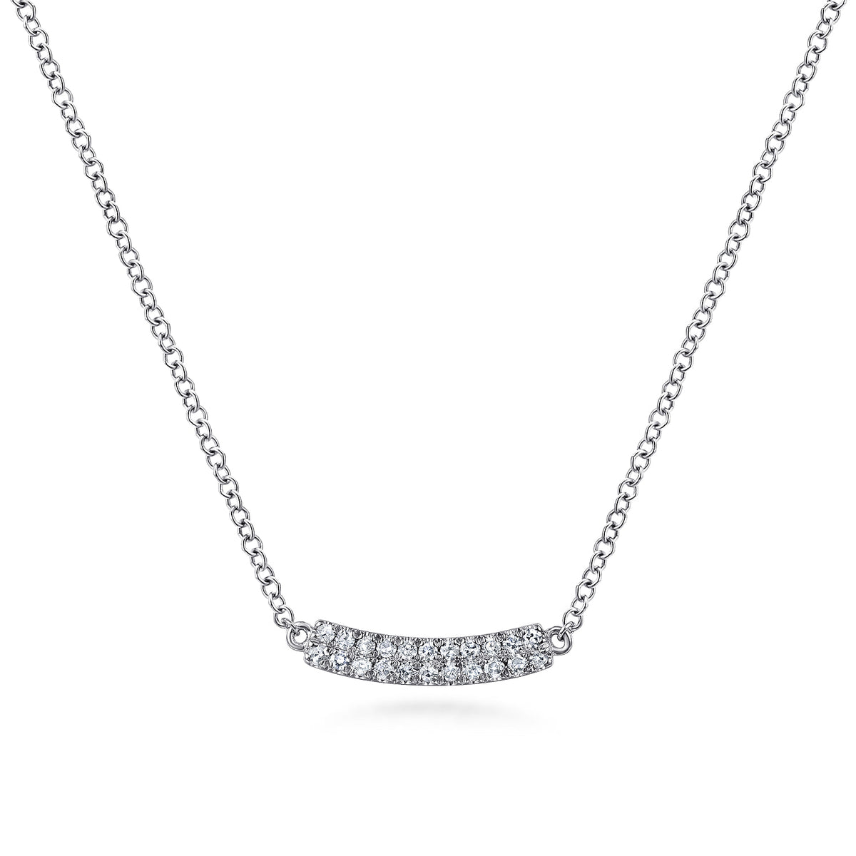 Bar Necklace Straight 14K White Gold Diamond 0.11ct — Gabriel & Co. NK5989W45JJ