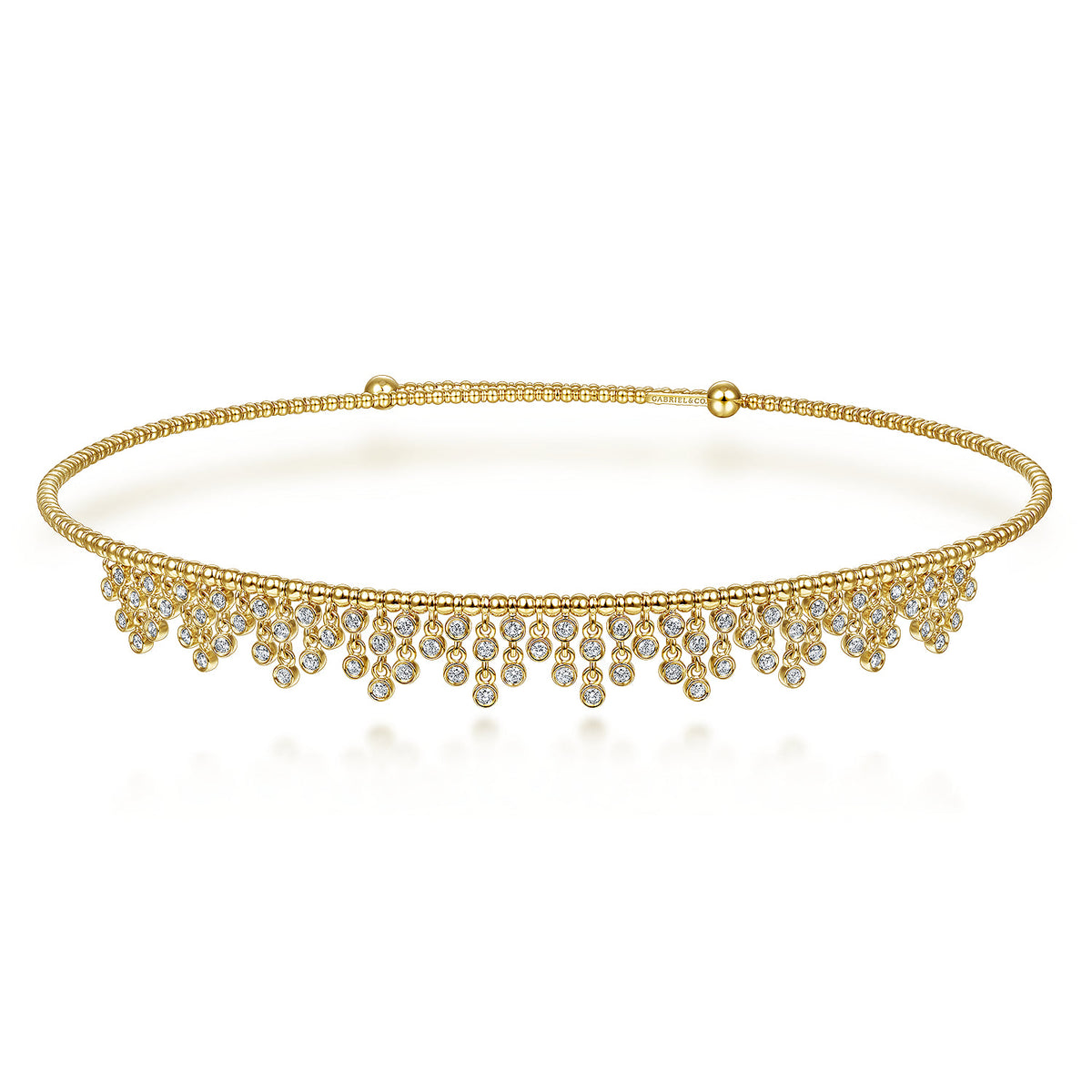 14K Yellow Gold Diamond Clusters Bujukan Beaded Choker Necklace — Gabriel & Co. NK6207Y45JJ
