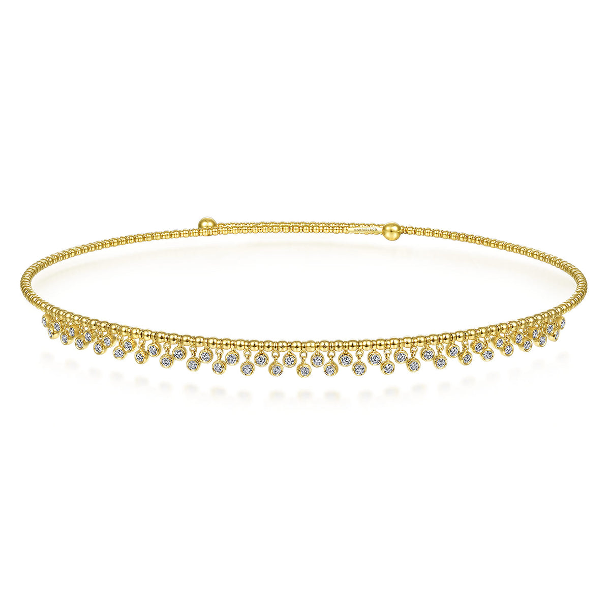 14K Yellow Gold Diamond Clusters Bujukan Beaded Choker Necklace — Gabriel & Co. NK6208Y45JJ