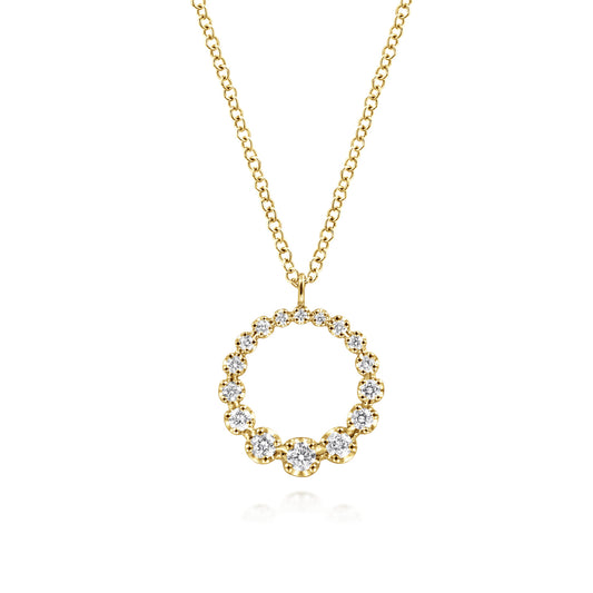 14K Yellow Gold Diamond Circle Pendant Necklace — Gabriel & Co. NK6214Y45JJ