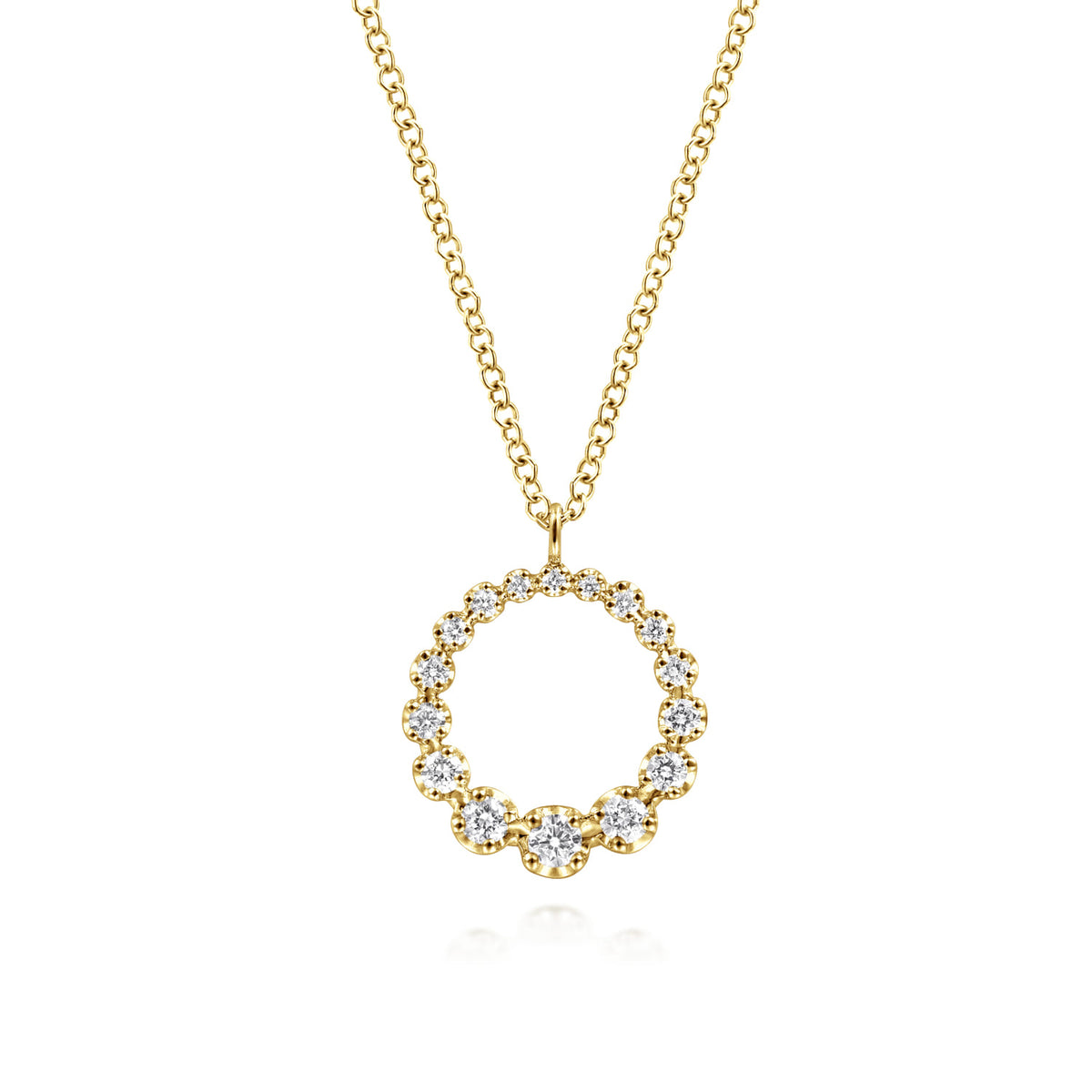 14K Yellow Gold Diamond Circle Pendant Necklace — Gabriel & Co. NK6214Y45JJ