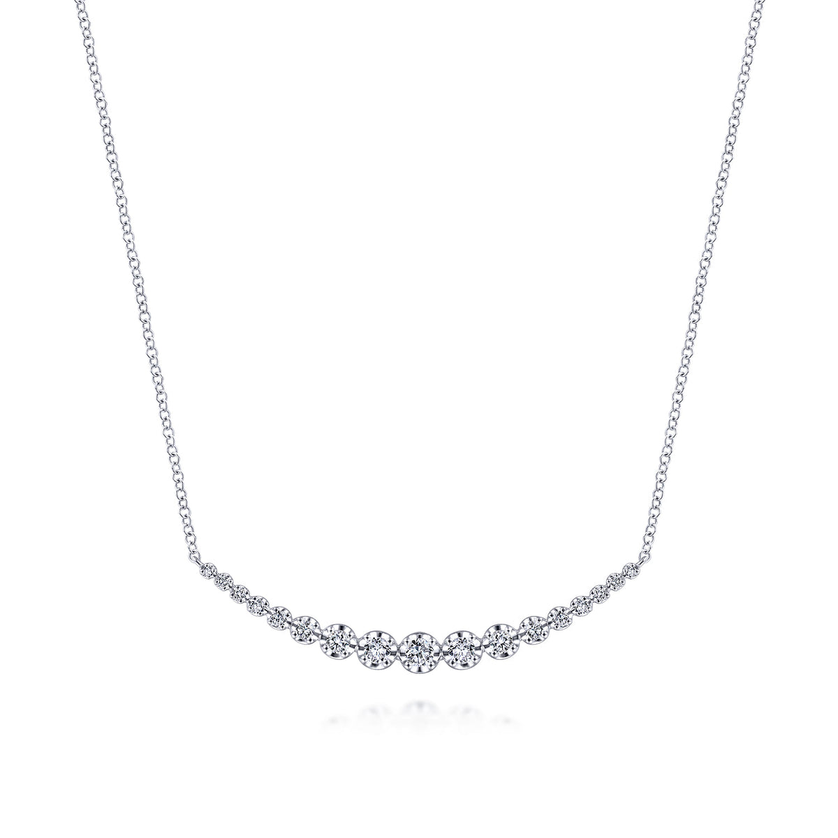 14K White Gold Diamond Curved Bar Necklace — Gabriel & Co. NK6216W45JJ