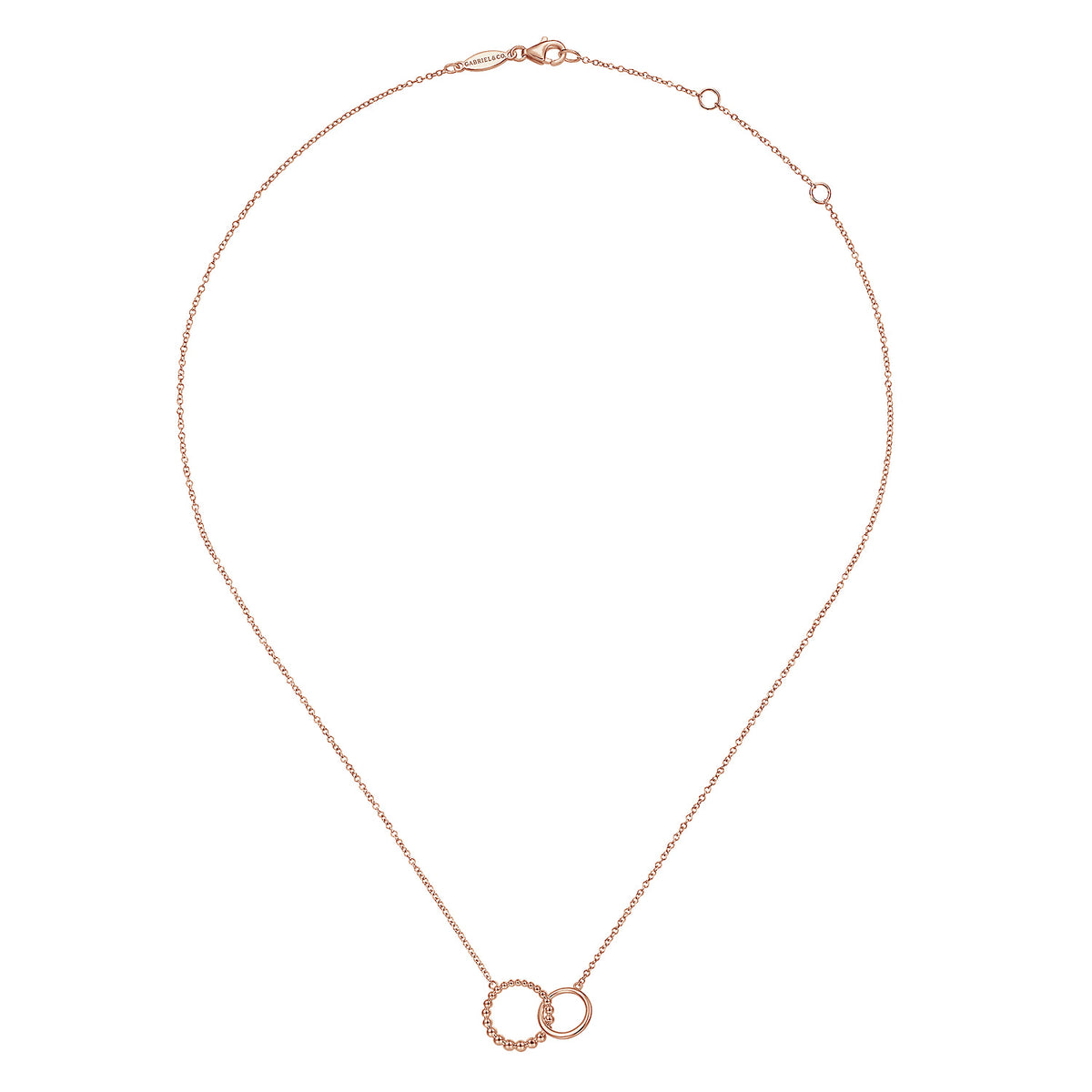 14K Rose Gold Bujukan Beaded Double Circle Necklace — Gabriel & Co. NK6388K4JJJ