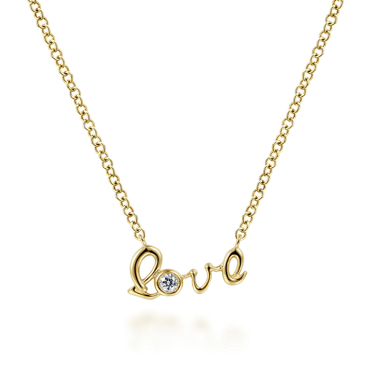 14K Yellow Gold Diamond Love Pendant Necklace — Gabriel & Co. NK6406Y45JJ