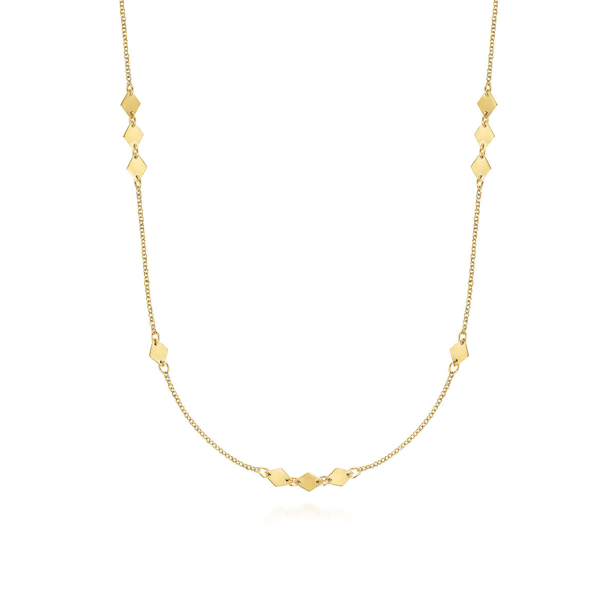 32 inch 14K Yellow Gold Diamond Shaped Disc Station Necklace — Gabriel & Co. NK6481-32Y4JJJ