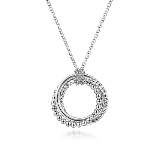 14K White Gold Twisted Rope Multi Circle Pendant Necklace — Gabriel & Co. NK6531W4JJJ