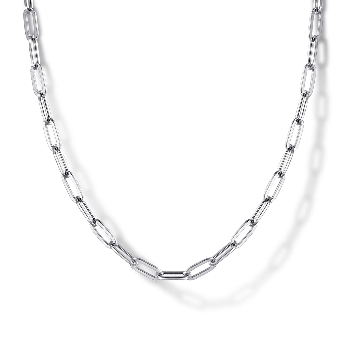 14K White Gold Hollow Paperclip Chain Necklace — Gabriel & Co. NK6768H-17W4JJJ
