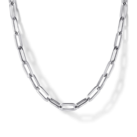 14K White Gold Hollow Paperclip Chain Necklace — Gabriel & Co. NK6769H-17W4JJJ