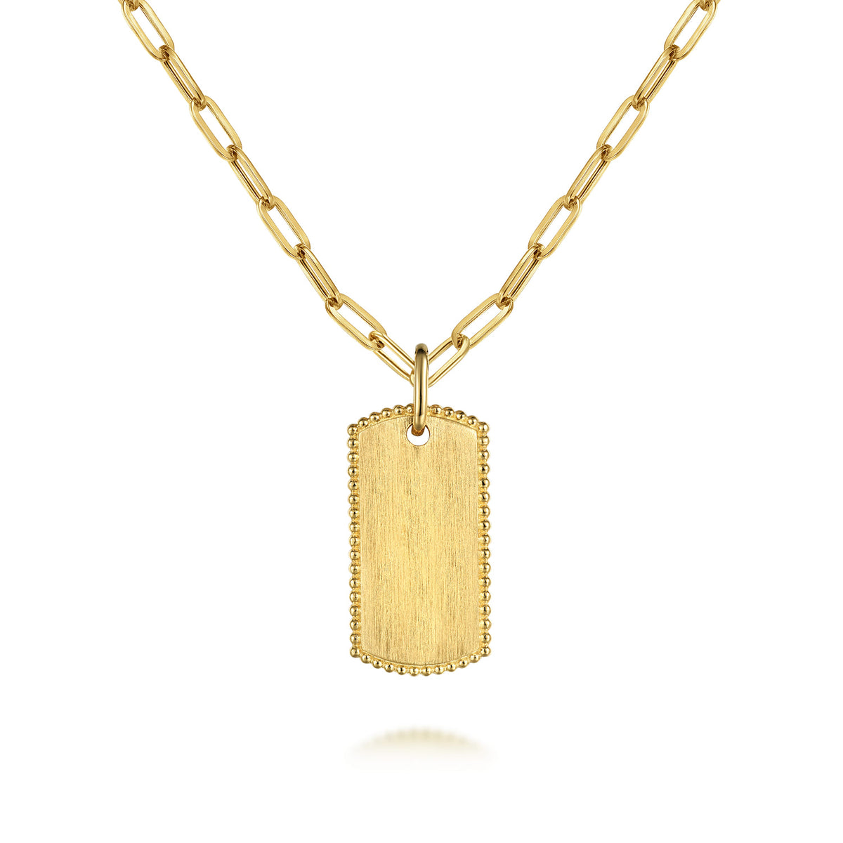 14K Yellow Gold Dog Tag Pendant Hollow Chain Necklace — Gabriel & Co. NK6845-18Y4JJJ